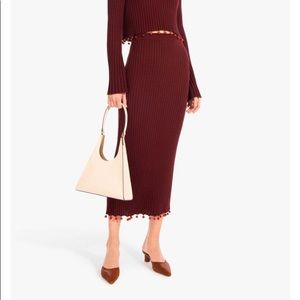STAUD Burgundy Pencil Skirt